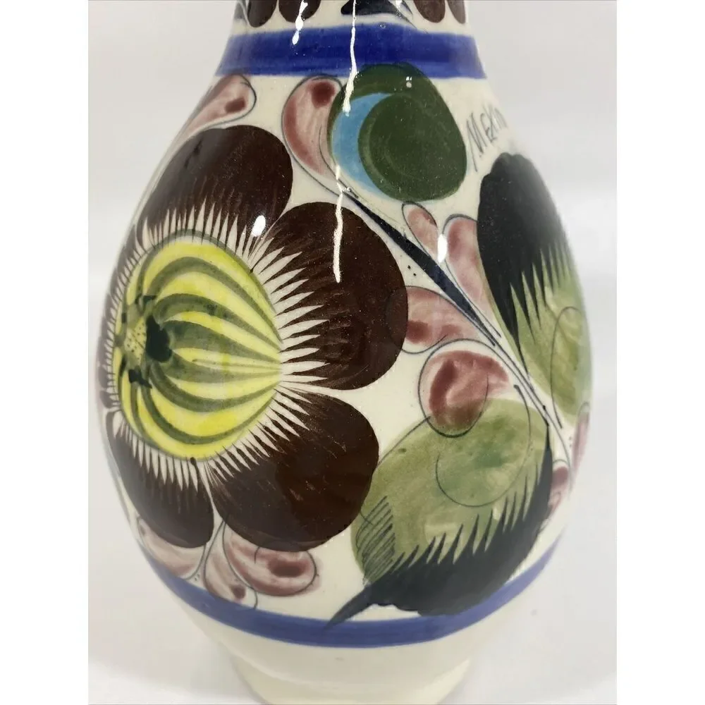 Large Vintage Mexican Tonala Folk Art Pottery Vase 12” - Picture 6 of 9